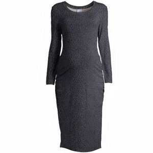 NWT Time and Tru Animal Print Bodycon Maternity Dress Long Sleeve Side Shirring